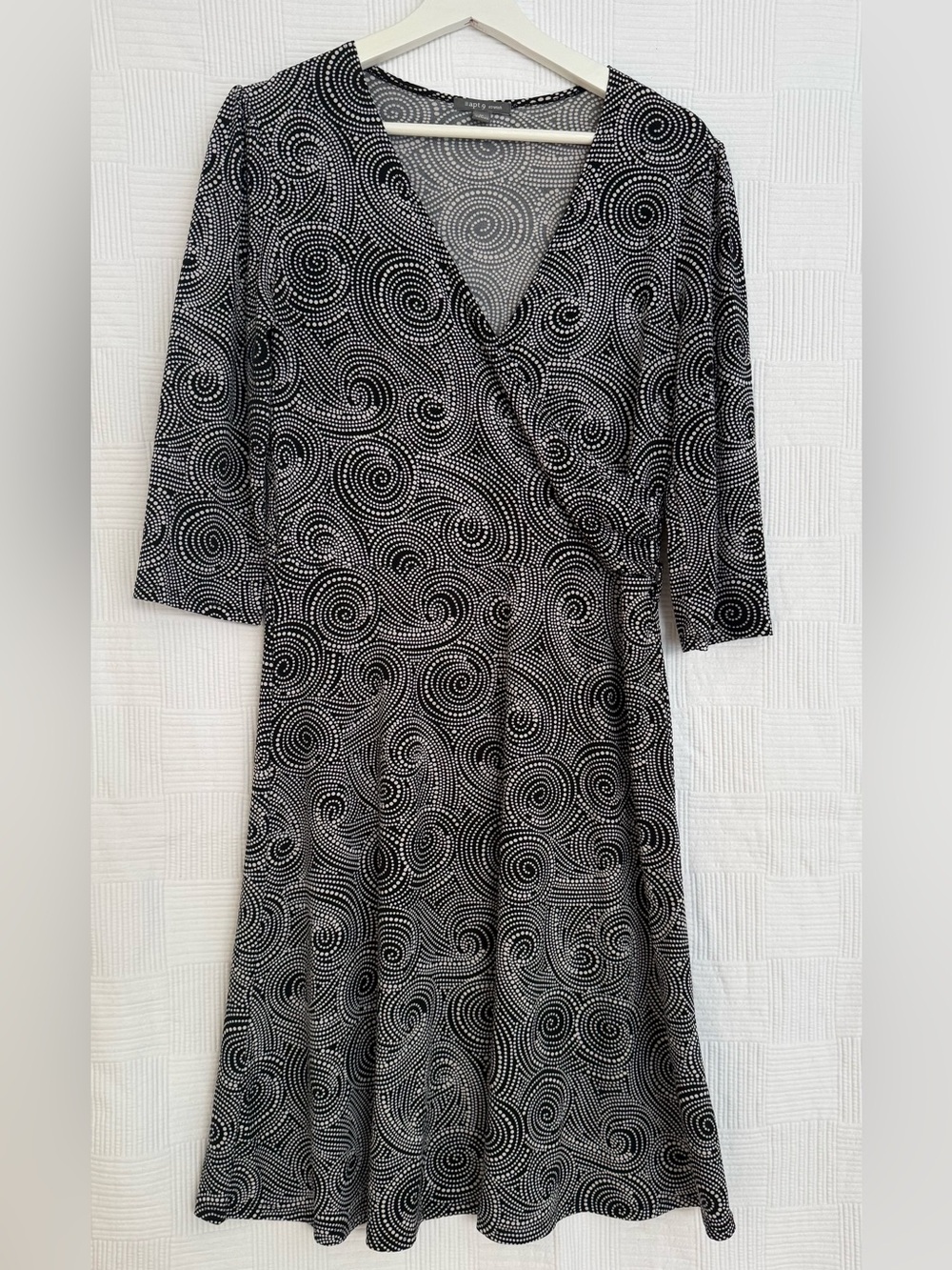 APT 9 Black  & White Swirl Wrap Dress - Women